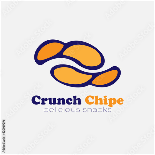 crunch chip snacks design logo vector. delicious crunch chip logo vector 