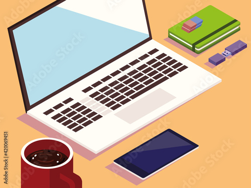 workspace laptop isometric