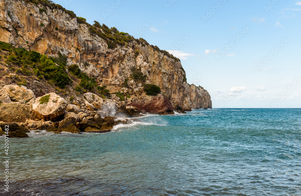 Cala Rossa inside the Sicilian Nature Reserve, Mediterranean sea landscape, Terrasini,  province of Palermo, Italy