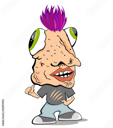 Hipster troll. Child illustration, fairy-tale character