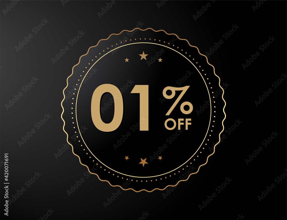 1% off sign, 1 percent Discount special offer vector illustration