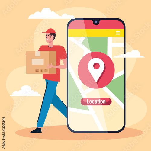 courier and smartphone