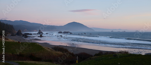 Sunset by the sea. Port Orford photo