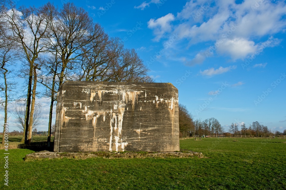 Bennekom Netherlands - 16 February 2018 - World War 2 bunker in Binnenveld near Bennekom in the Netherlands Bennekom Netherlands - 16 February 2018 - World War 2 bunker in Binnenveld near Bennekom in the Netherlands