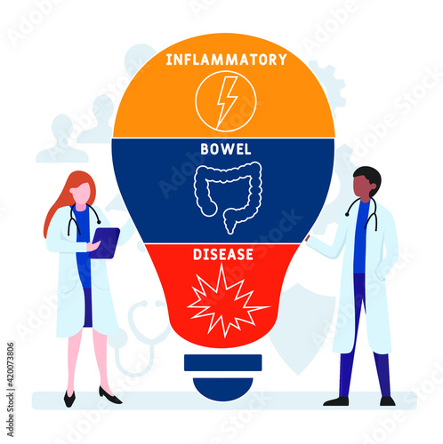 Flat design with people. IBD - Inflammatory Bowel Disease . acronym, medical concept background.   Vector illustration for website banner, marketing materials, business presentation, online