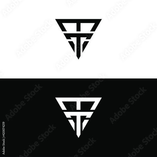 Initial letter ET or MT logo template in flat design monogram illustration