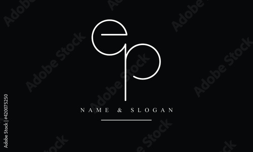 Vászonkép PE, EP, P, E abstract letters logo monogram