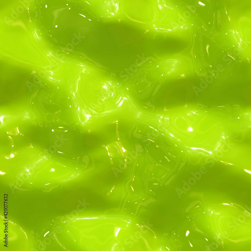 Liquid gel. Wavy surface green cream or plastic. Seamless texture or background.