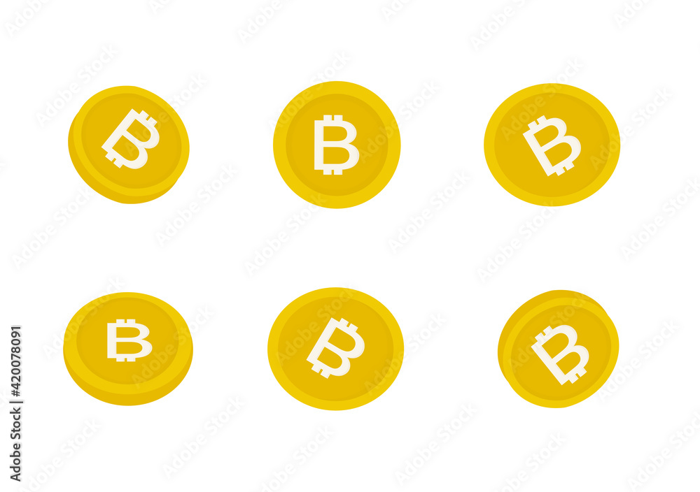 A set of bitcoin cryptocurrency vector isolated on white background A set of bitcoin cryptocurrency vector isolated on white background