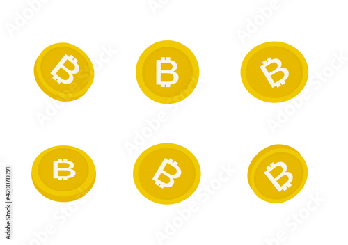 A set of bitcoin cryptocurrency vector isolated on white background