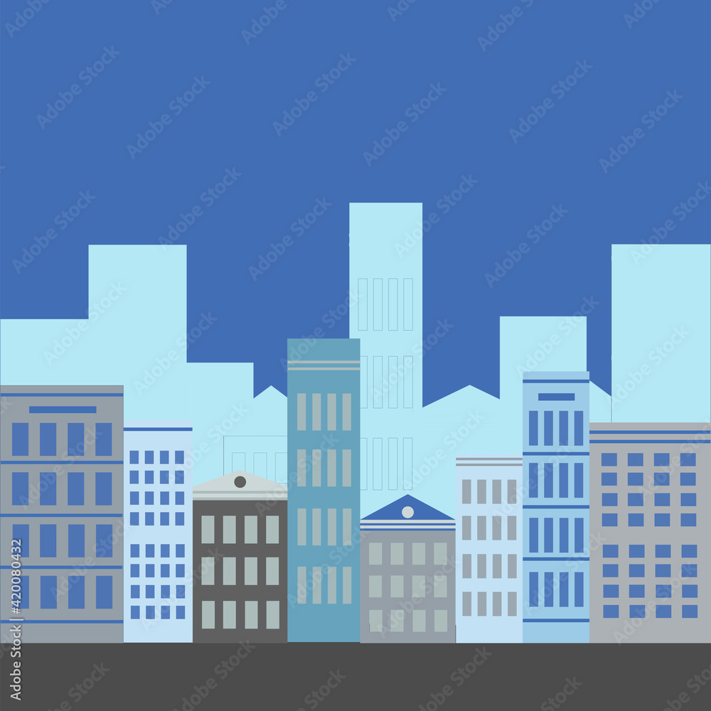 city in the evening twilight.,Illustration in flat style