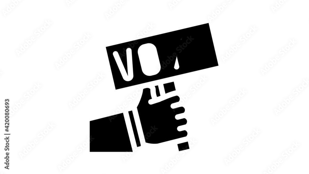 hand holding vote nameplate glyph icon animation hand holding vote nameplate glyph icon animation