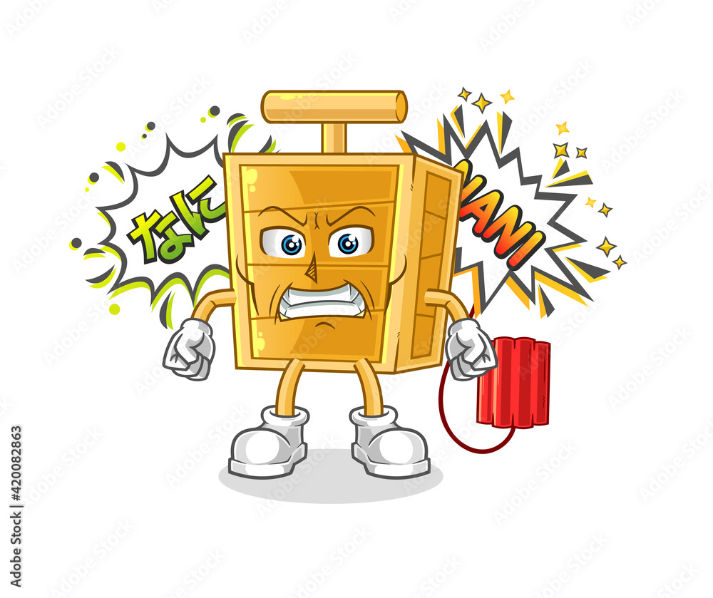 dynamite detonator anime angry vector. cartoon character dynamite detonator anime angry vector. cartoon character