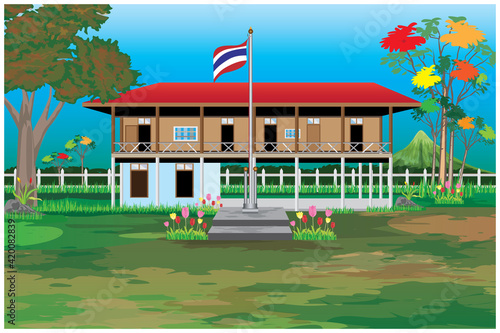 Thailand school building vector design