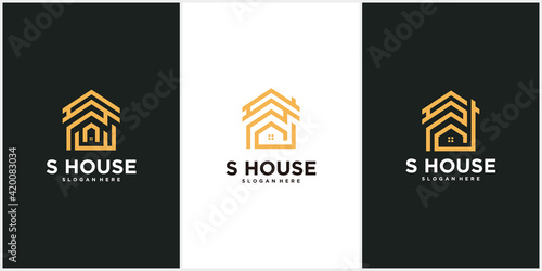 Set creative letter s home, real estate logo template
