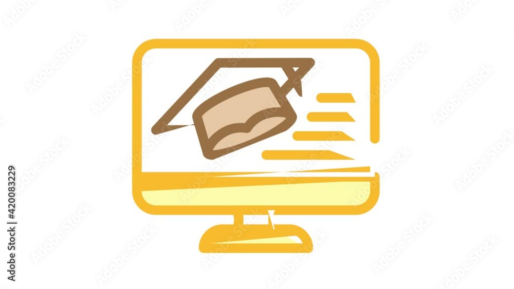 electronic education and graduation color icon animation electronic education and graduation color icon animation