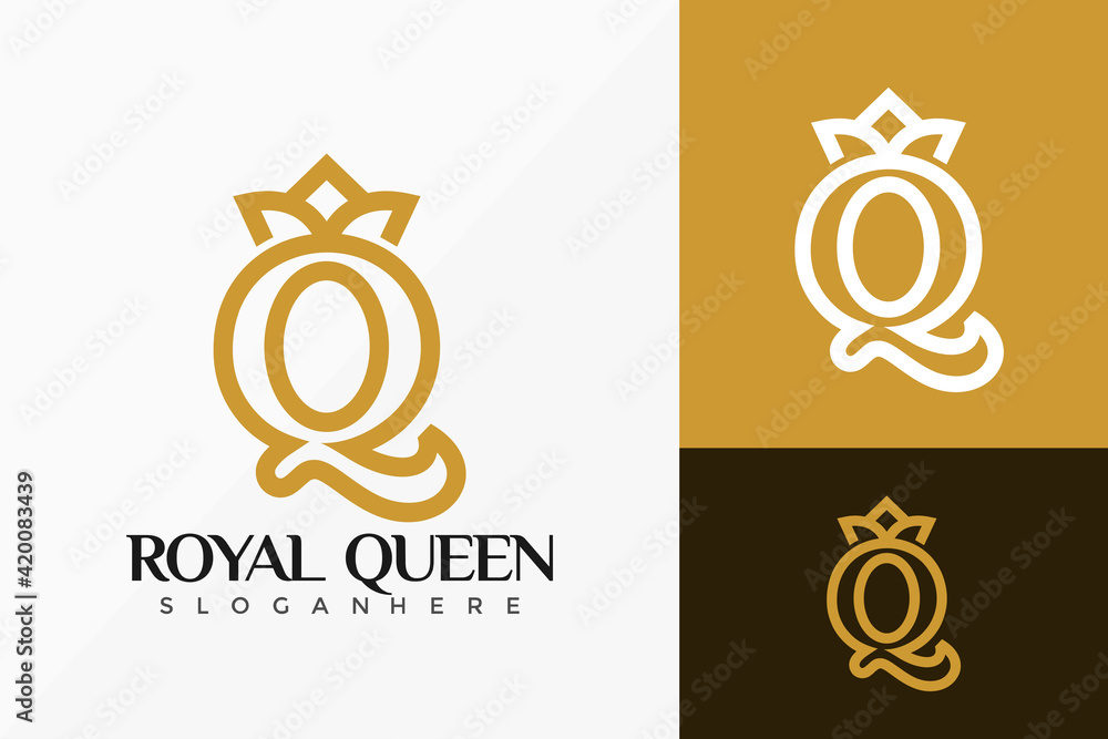 Royal Queen Crown Logo Vector Design. Abstract emblem, designs concept ...