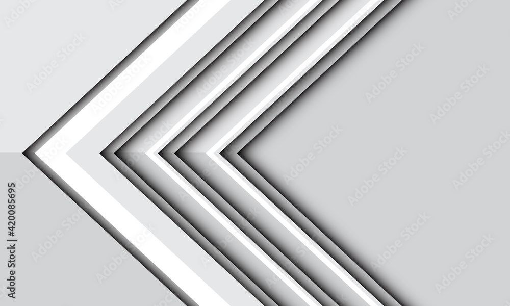 Abstract white arrow direction on grey metallic shadow with blank space design modern futuristic background vector illustration. Abstract white arrow direction on grey metallic shadow with blank space design modern futuristic background vector illustration.