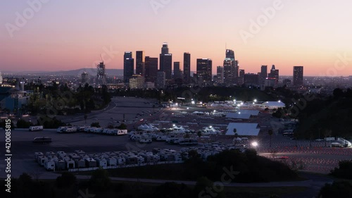 Los Angeles Covid Vaccination Site Sunset from Elysian Park Time Lapse California USA photo