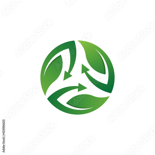 Modern Recycle leaf logo vector