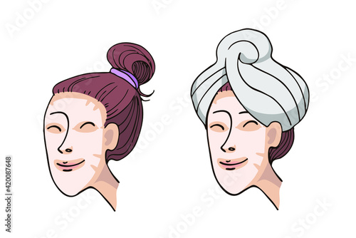 Fabric mask. Hygiene, cosmetology, home spa. Vector illustration on a white background.