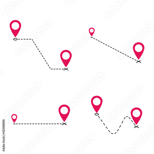 Vector icon set, symbol we´ve moved announcement collection design image isolated on white background, dashed lines
