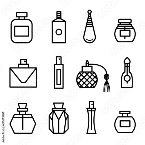 vector perfume bottle cosmetic set illustration