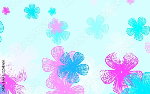 Wallpaper Mural Light Pink, Blue vector natural background with flowers. Torontodigital.ca