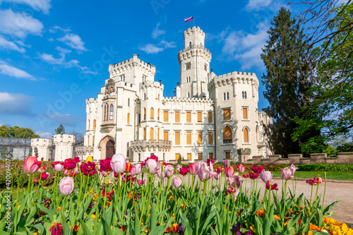 Hluboka nad Vltavou Castle in spring, Czech Republic photo