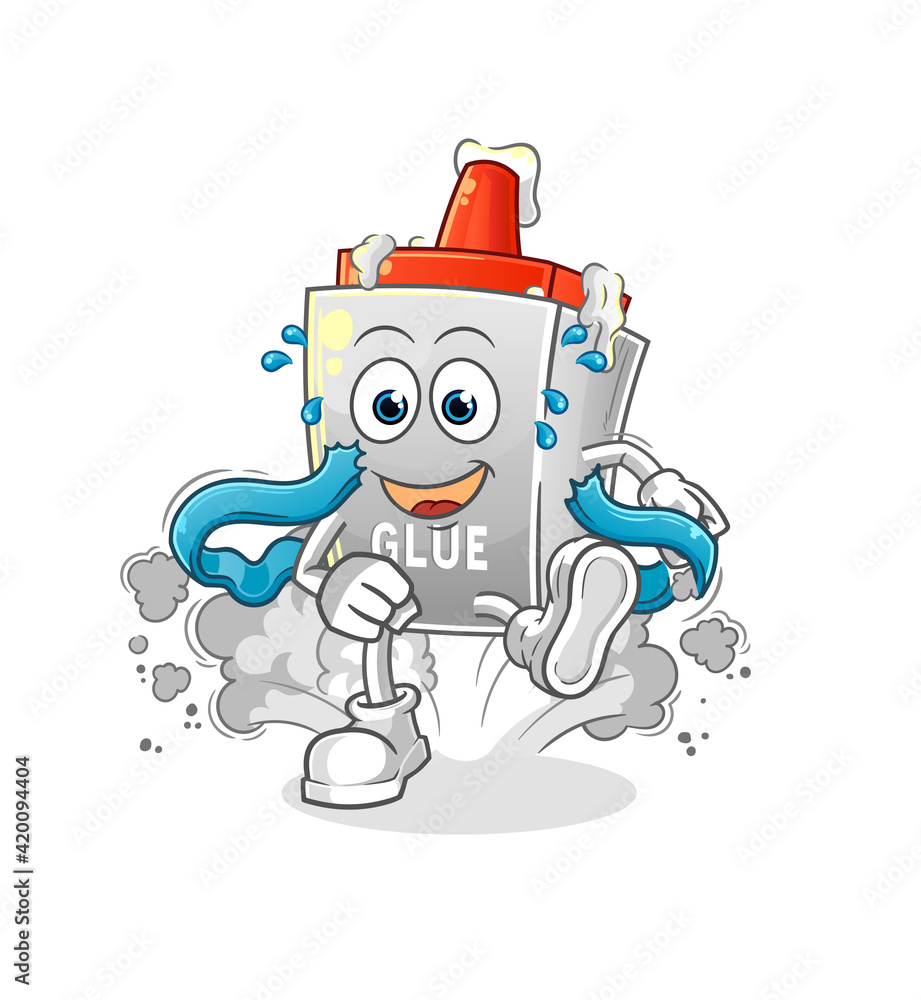 glue runner character. cartoon mascot vector