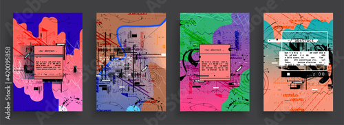Modern abstract covers set. Abstract shapes composition. Futuristic minimal design. Eps10