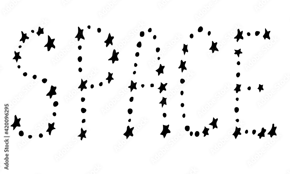 The word Cosmos is stylized as a constellation. Text with stars. Handwritten signature. Vector illustration The word Cosmos is stylized as a constellation. Text with stars. Handwritten signature. Vector illustration