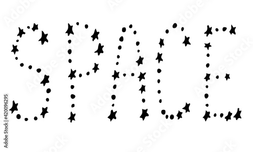 Fototapeta Naklejka Na Ścianę i Meble -  The word Cosmos is stylized as a constellation. Text with stars. Handwritten signature. Vector illustration