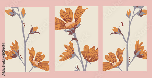 bright floral cards templates for wedding, invitation, merch designs, crafts, fashion, gift diy project