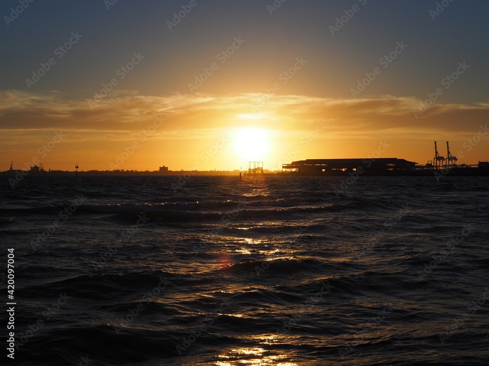 Sunset at Port Melbourne Beach in Victoria Australia