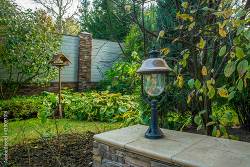 Photography Electric lamp - lighting in garden of russian dacha in Moscow oblast