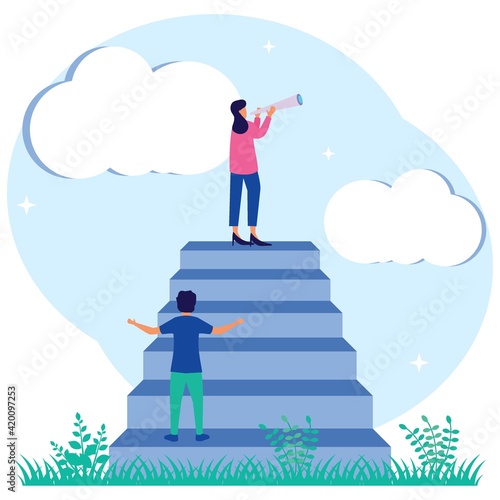 Illustration vector graphic cartoon character of future strategy