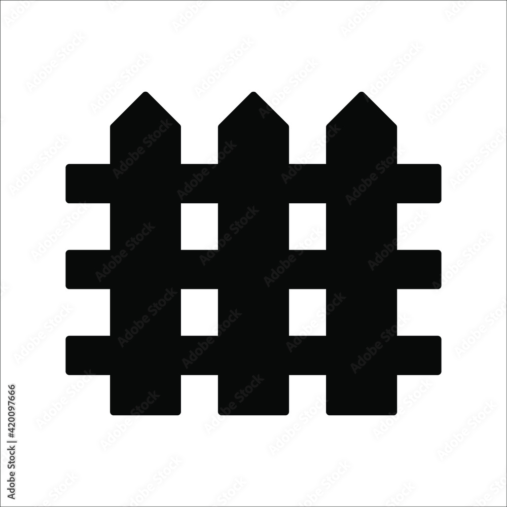 Fototapeta premium Fence vector icon. the Fence for the home. fence for Fencing icon on white background. color editable
