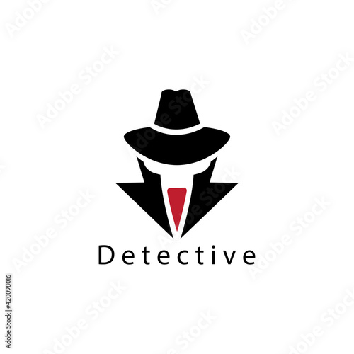 detective logo vector illustration of suit and hat design template