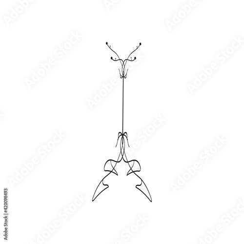 A black and white vector illustration of a coat rack on white background. A design element in a retro style for adults and kids.