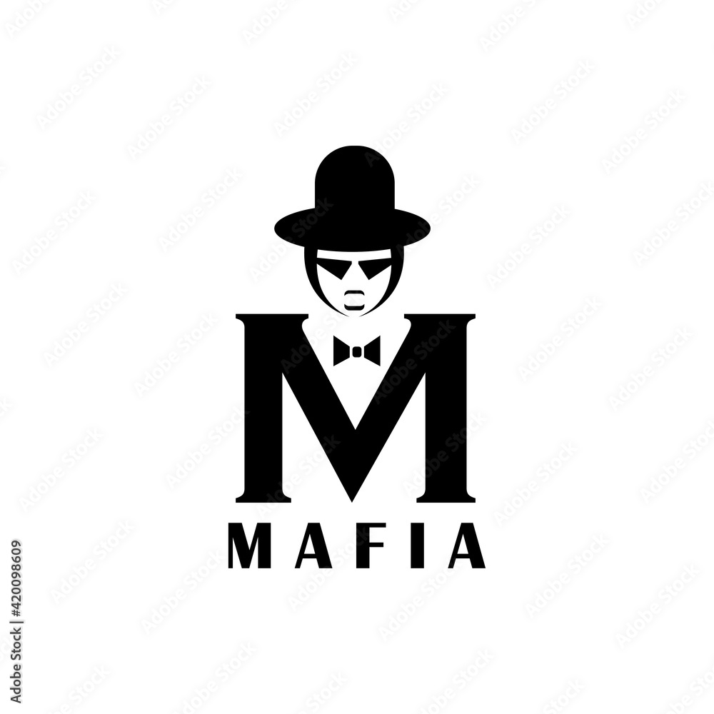 letter m logo vector illustration of man in hat  design