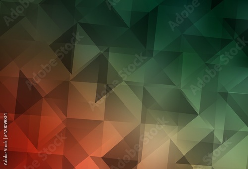 Light Green, Red vector shining triangular layout.