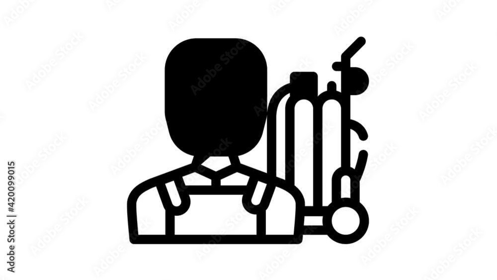 welder worker black icon animation welder worker black icon animation