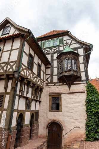 Half-timbered houses at castle Wartburg near Eisenach