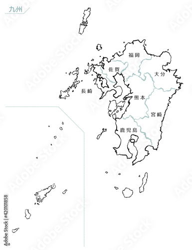 和風な日本地図　九州