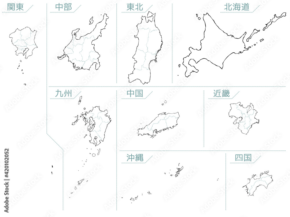 Naklejka premium 和風な日本地図