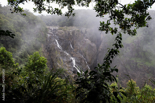 waterfall in the fog