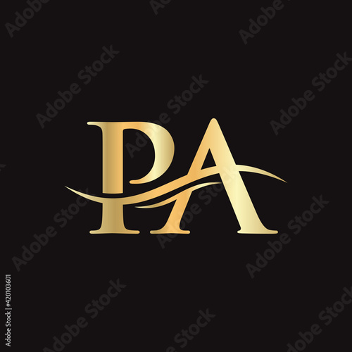 Initial PA letter linked logo vector template. Swoosh letter PA logo design. PA Logo design vector