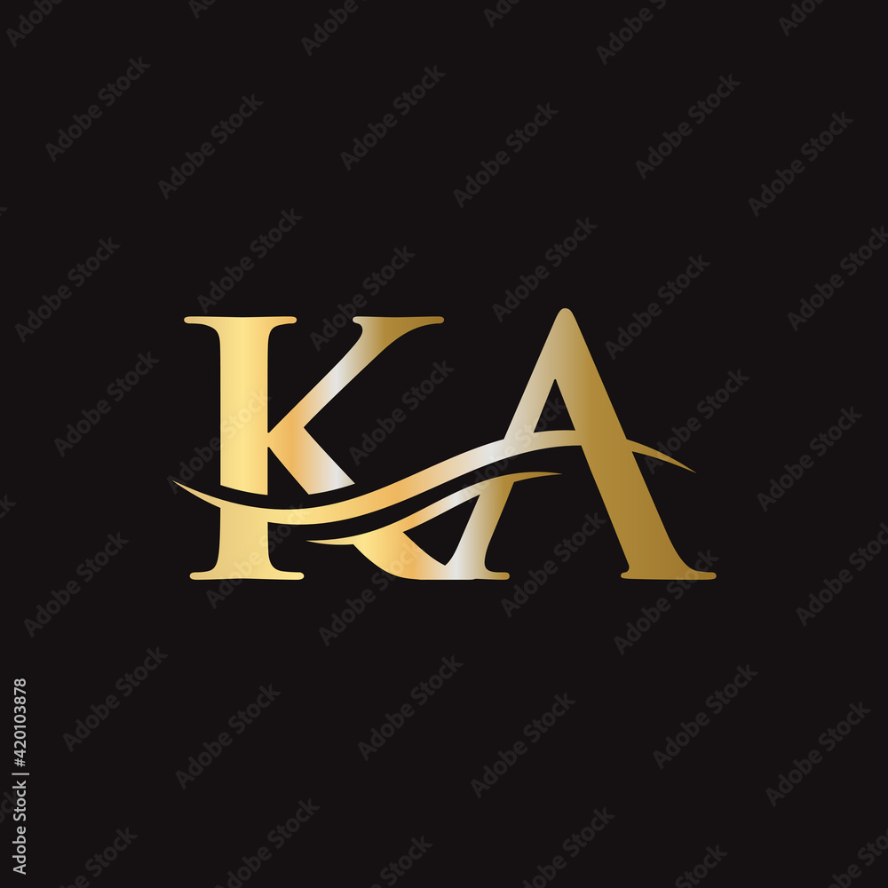 Initial linked letter KA logo design. Modern letter KA logo design vector with modern trendy - obrazy, fototapety, plakaty 