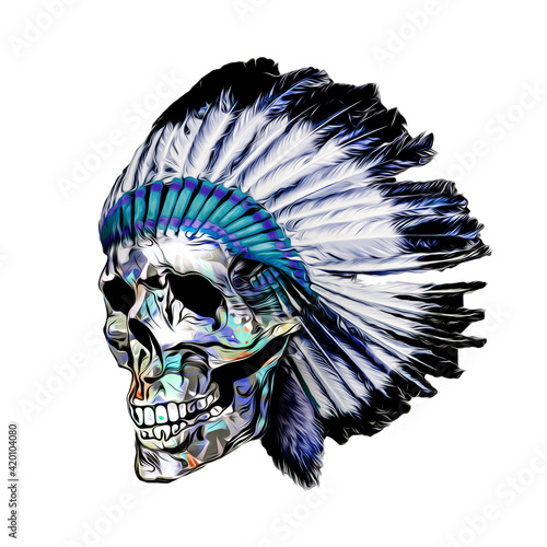 indian skull with a tattoo